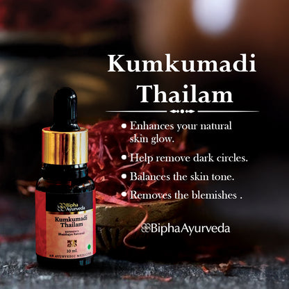 Kumkumadi Thailam-Ayurvedic Beauty Serum for Radiant Skin.Made from Pure concentrated Kashmir saffron & other exotic herbs to enhance skin tone