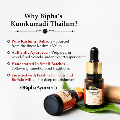 Kumkumadi Thailam-Ayurvedic Beauty Serum for Radiant Skin.Made from Pure concentrated Kashmir saffron & other exotic herbs to enhance skin tone-10 ml