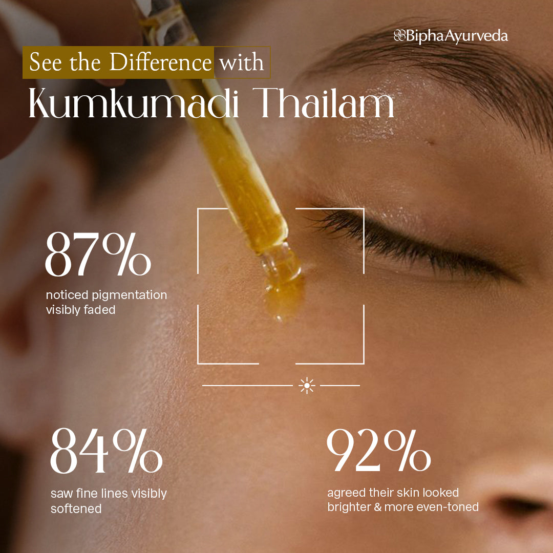 Kumkumadi Thailam-Ayurvedic Beauty Serum for Radiant Skin.Made from Pure concentrated Kashmir saffron & other exotic herbs to enhance skin tone