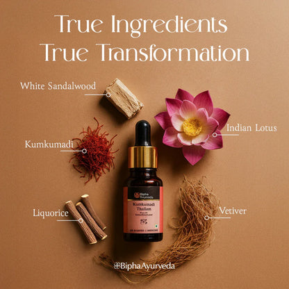 Kumkumadi Thailam-Ayurvedic Beauty Serum for Radiant Skin.Made from Pure concentrated Kashmir saffron & other exotic herbs to enhance skin tone