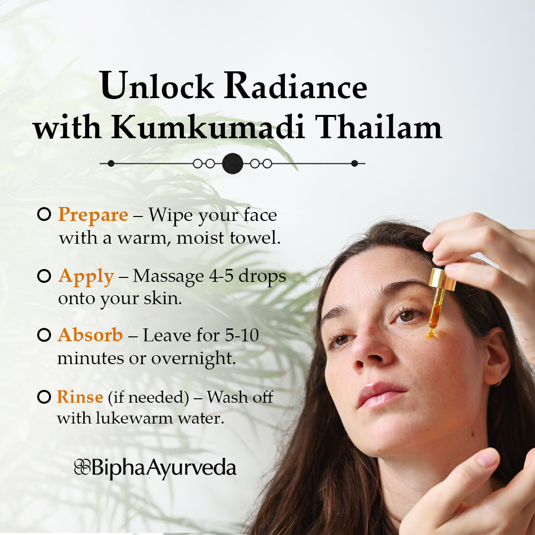 Kumkumadi Thailam-Ayurvedic Beauty Serum for Radiant Skin.Made from Pure concentrated Kashmir saffron & other exotic herbs to enhance skin tone-10 ml