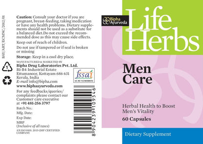 Men Care Veg Capsule Herbal Supplement for Men's Health