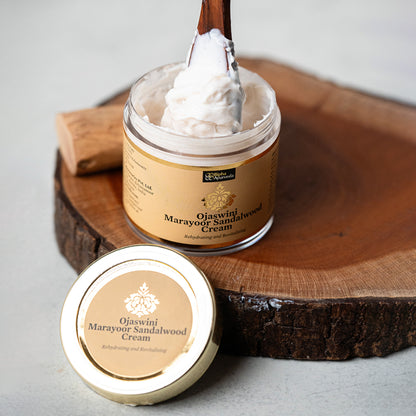 Ojaswini Marayoor Sandalwood Cream-A rich textured cream for Nourished& Smooth skin with the Pure Extracts of Sandalwood. Natural Moisturizer for Dry Skin - 35gm