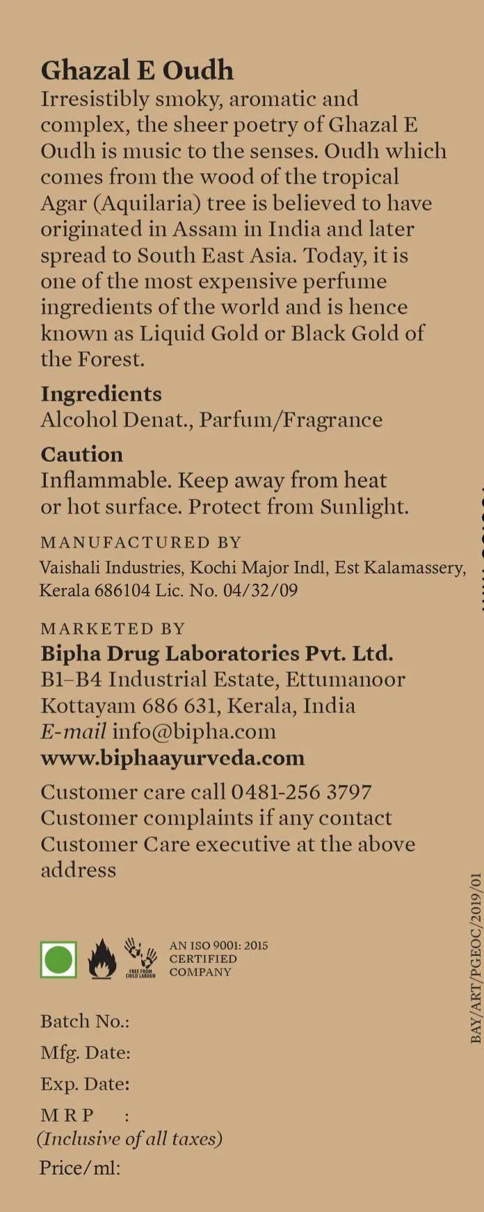 Parijata Ghazal E Oudh-Black Gold of Assam Forests 50 ml