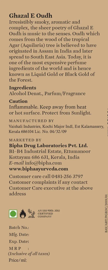 Parijata Ghazal E Oudh-Black Gold of Assam Forests 50 ml