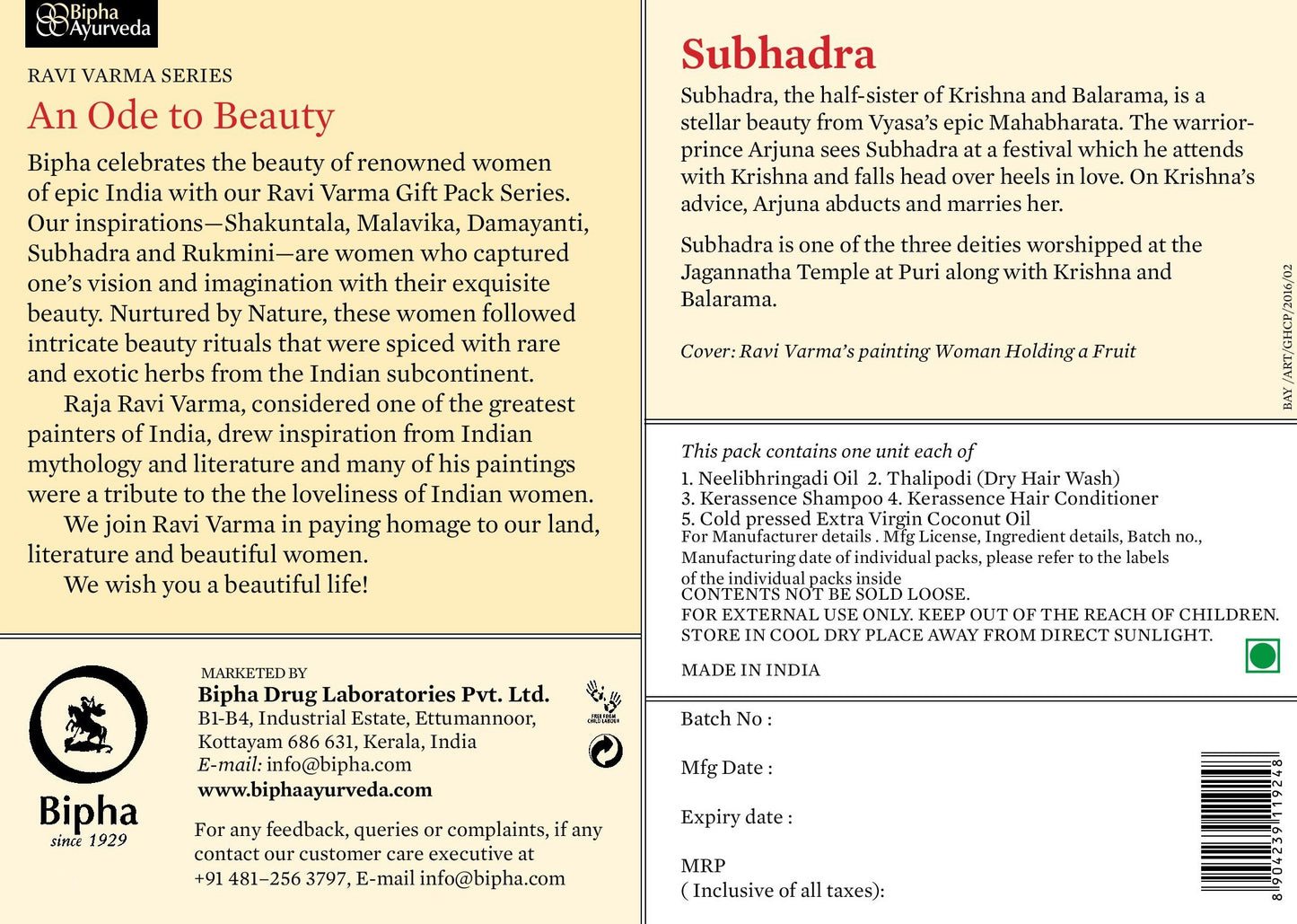 Ravivarma Subhadra - Hair Care Pack
