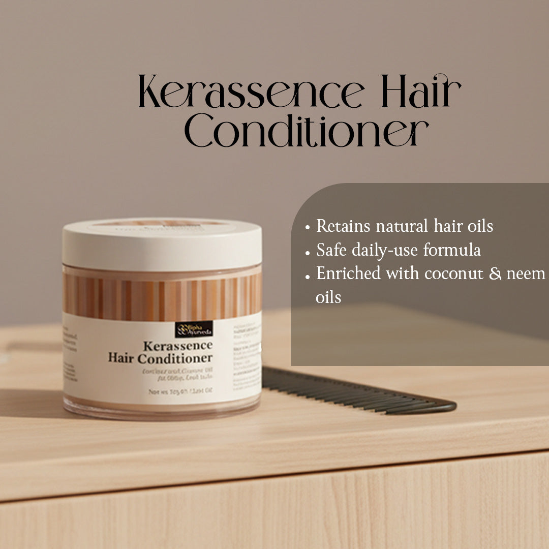 Hair conditioner jar with white lid and black comb