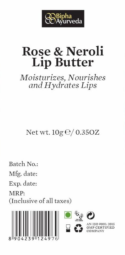 Rose & Neroli Lip Butter - Moisturizes, Nourishes and Hydrates Lips 10 gm