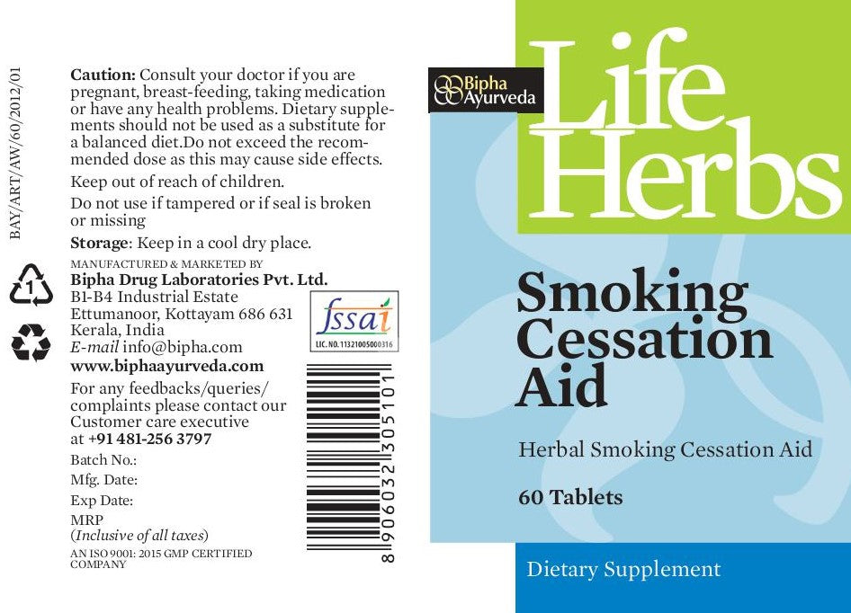 Life Herbs smoking cessation aid box with herbal dietary supplement label