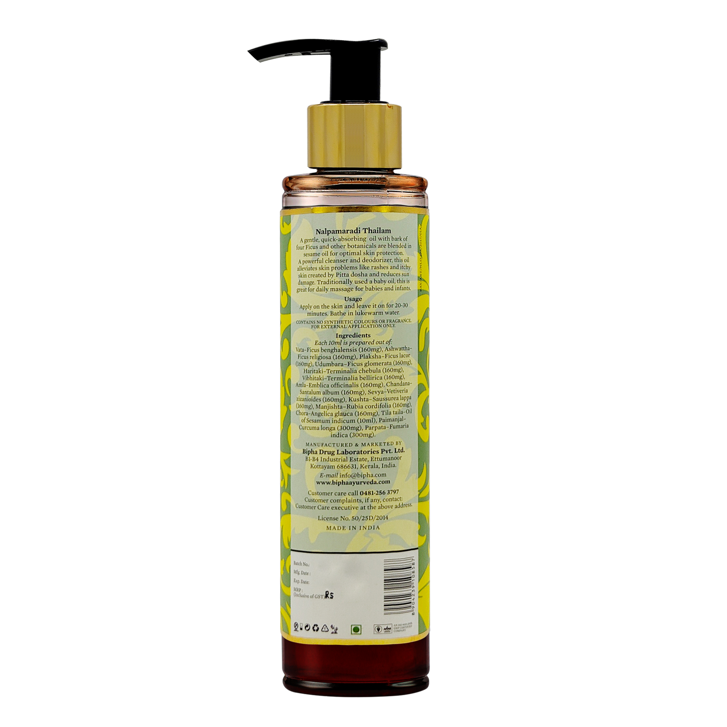 Nalpamaradi Thailam - Heritage Ayurveda Oil for Skin Toning - 175 ml