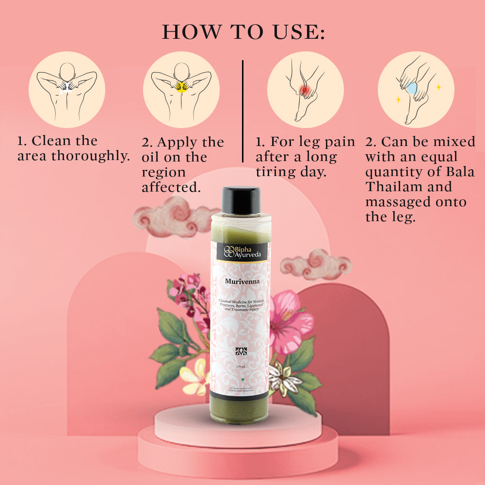 Murivenna Thailam - An Ayurveda first aid oil made purely from herbs for healing (175 ml)